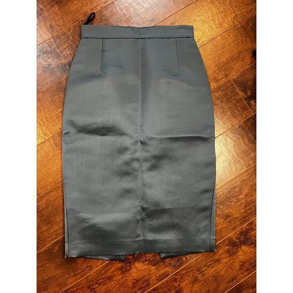 Gucci Made in Italy 100% silk Deep Blue/Gray Pencil Skirt with Slit Size 40/S - Picture 1 of 10